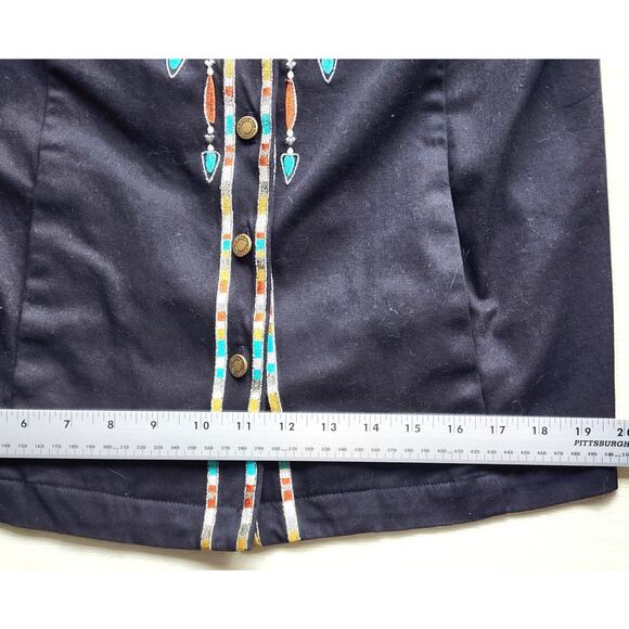 Jacket/Top-Bob Mackie Wearable Art-Black-3/4 Sleeves-Embroidery-Necklace Look-M - Picture 12 of 14